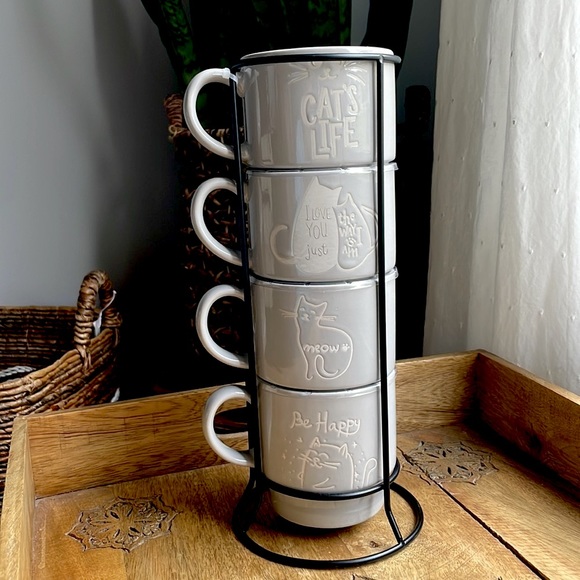 ☕️Adorable Cat 🐱 Mug Set with Stand ☕️🫖 NWT🐱 - Picture 3 of 16